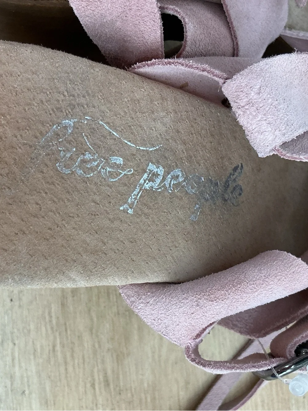 Free People Pink Suede Low Heels with Ankle and Heel Wrap and Straps Size 40